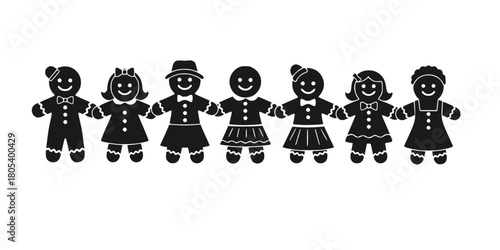 Gingerbread Community Holding Hands Silhouette