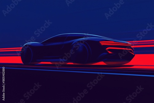 Futuristic concept car with neon pink trails