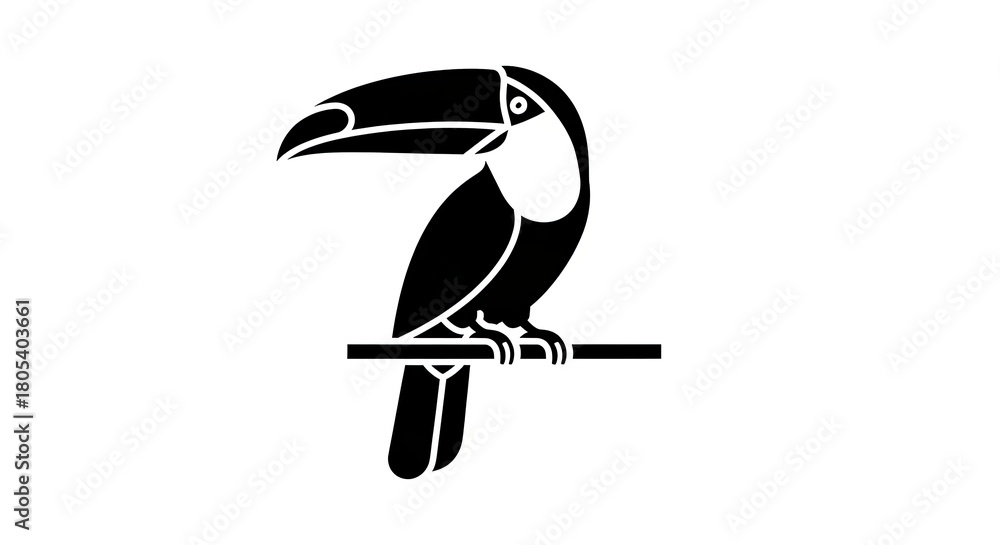 Obraz premium Toucan silhouette perched branch