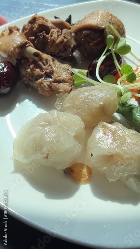 Dim sum plate Variety of Steamed Chinese Dim Sum Food and Chopsticks