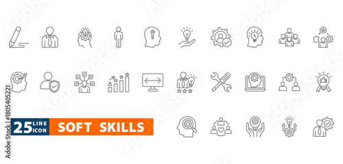 soft skills outline icon sheet