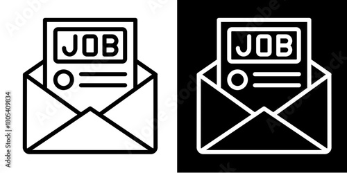 Job Offer  Icon Set White Style Collection