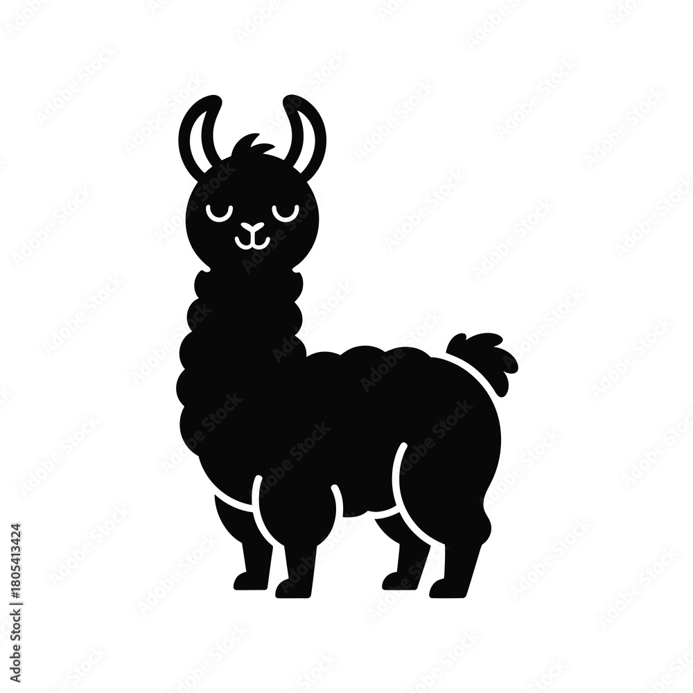 Obraz premium Cute llama silhouette standing proudly silhouette