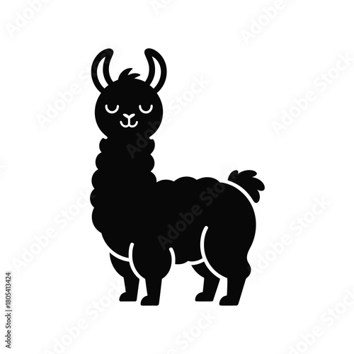 Cute llama silhouette standing proudly silhouette