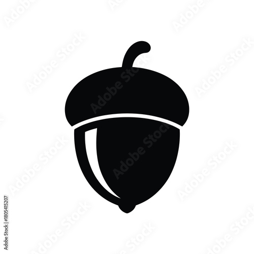Black silhouette of an acorn on a white background silhouette