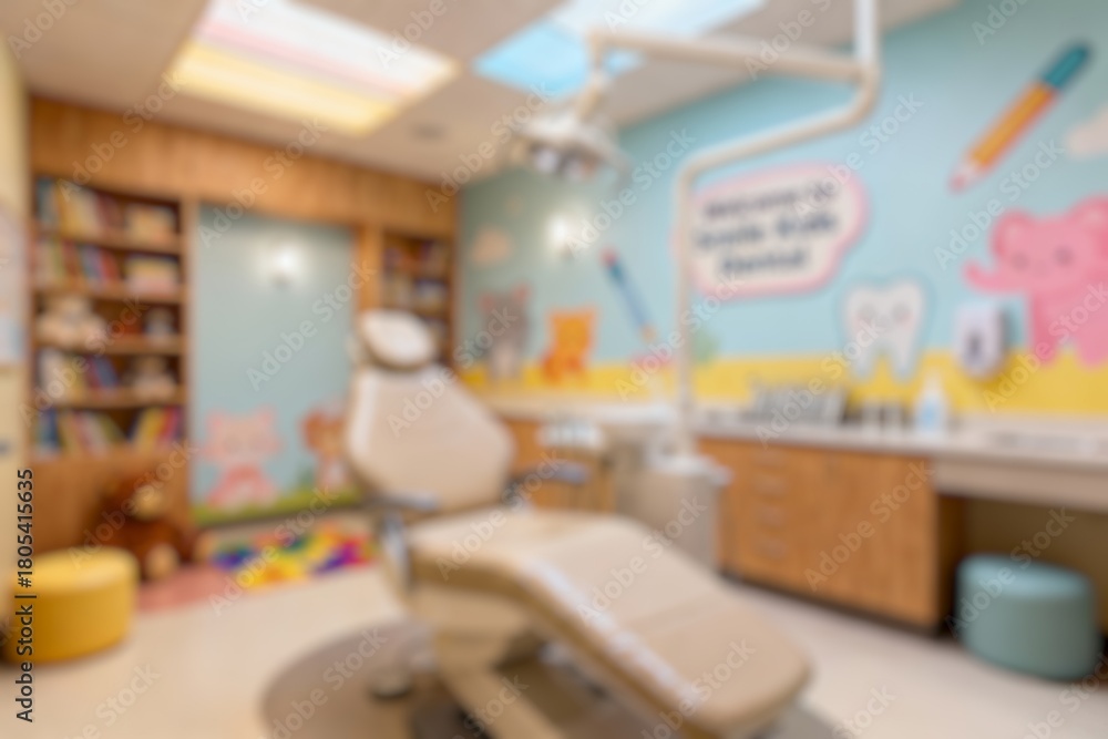 custom made wallpaper toronto digitalblurred background of a modern dental clinic featuring comfortable examination chairs for children with a colourful room with animal pictures