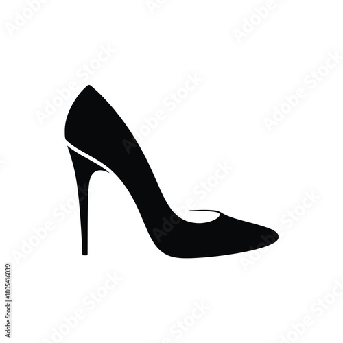 Elegant black high heel shoe silhouette