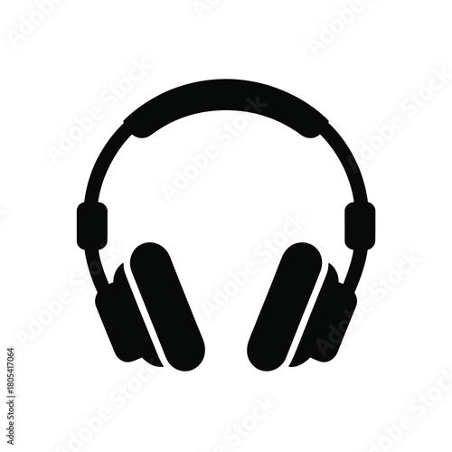 Black headphones silhouette icon