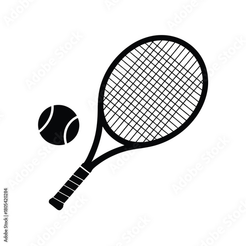 Tennis racket and ball silhouette