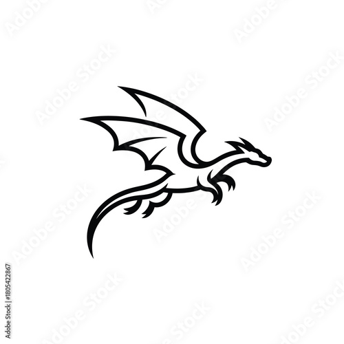 Majestic flying dragon silhouette