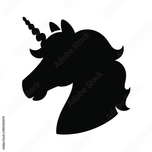 Black unicorn head silhouette profile