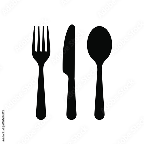 Black silhouette of fork knife and spoon