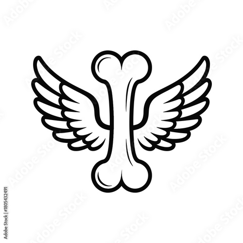 Winged bone silhouette emblem