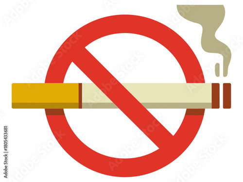 Illustration of a no smoking sign with a cigarette