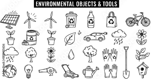 Environmental Objects  Tools: Eco-Friendly Icon Collection