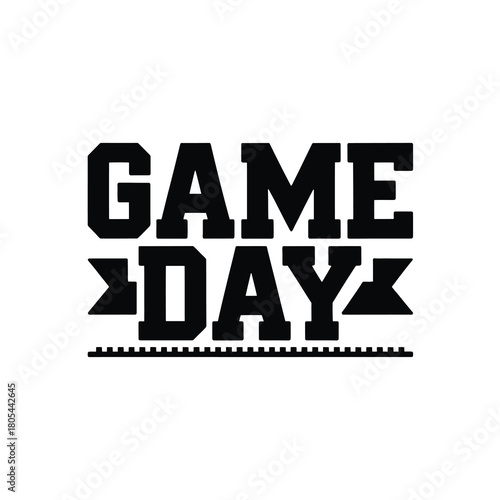 Game day sports text silhouette