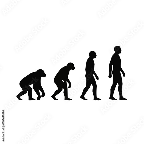 Human evolution stages, a journey of progress and development, an iconic symbol