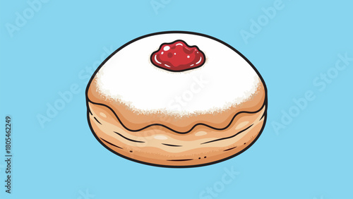 Cute vector sufganiyot donut with jelly center vector illustration art  2