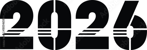 The year 2026 is displayed prominently in bold black numbers with white horizontal lines within the digits.