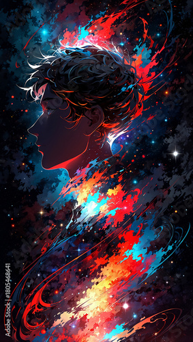 人と宇宙　AI生成素材