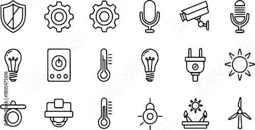 Healthy lifestyle icon set. Fitness and nutrition vetor icons pack. Includes smbols for exercise, workou, diet, yoga, running, frut, protein, sleep and more Editable stroke