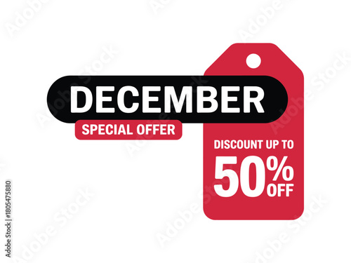 December Special Offer with a Discount Up to 50% Off displayed on a sale tag