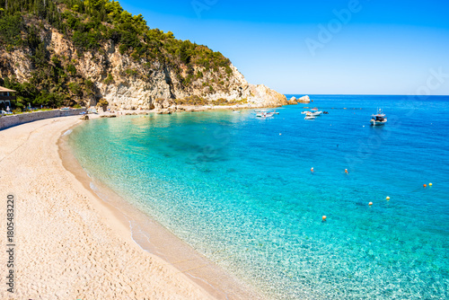 Fototapeta Naklejka Na Ścianę i Meble -  Amazing Avali beach with turquoise sea, Lefkada island, Greece