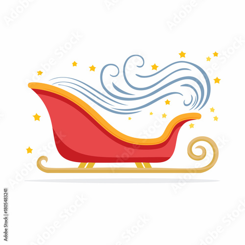Festive Santa Sleigh Vector with Magical Wind and Stars