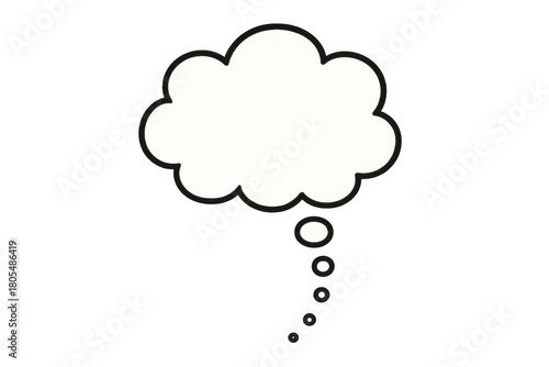 Thinking process concept with a comic style blank white thought bubble forming an idea cloud on transparent background