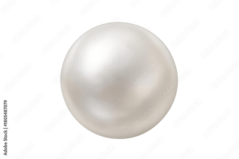 Obraz premium White pearl sphere with shiny reflection on transparent background