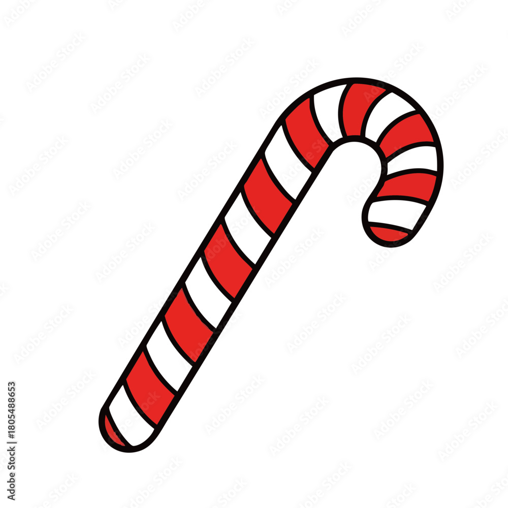 Naklejka premium Candy cane with red and white stripes representing Christmas