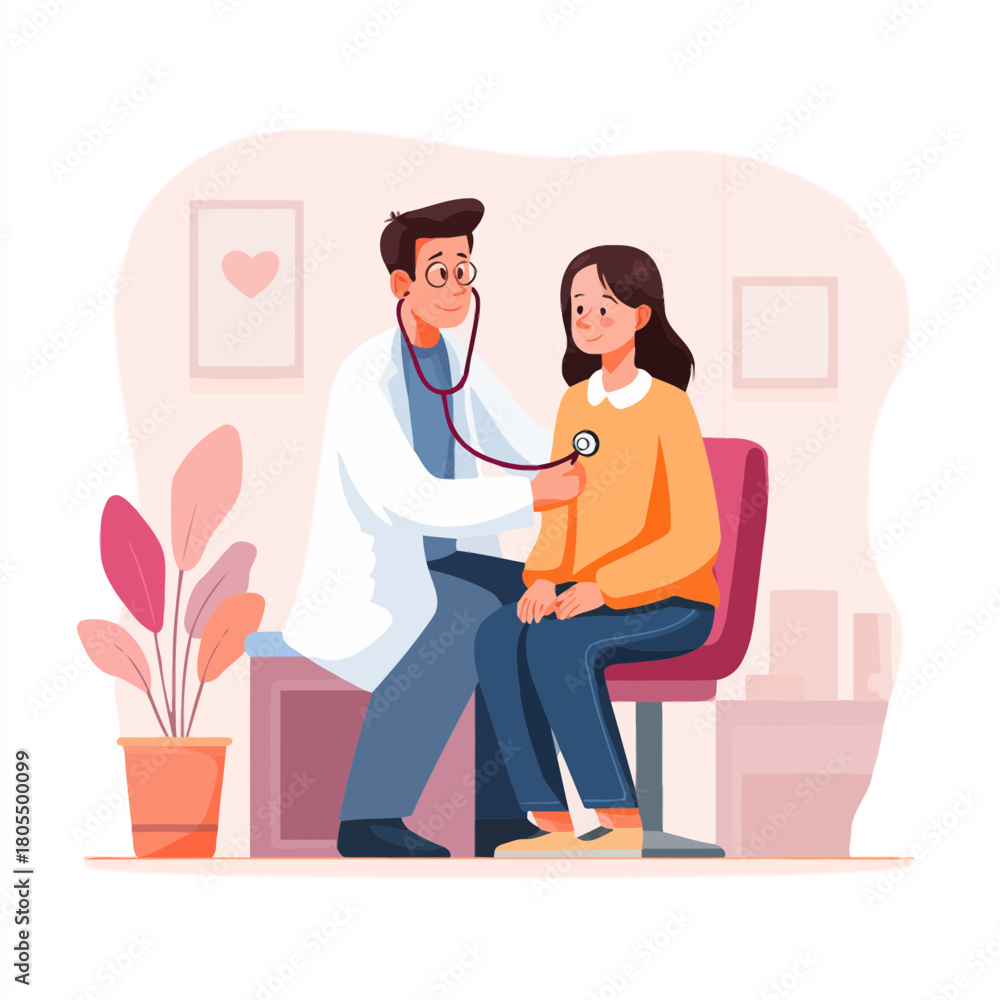 Fototapeta premium Doctor using a stethoscope to examine a female patient
