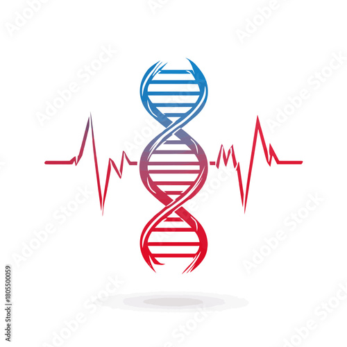 DNA helix intertwined with a cardiogram in a healthcare design