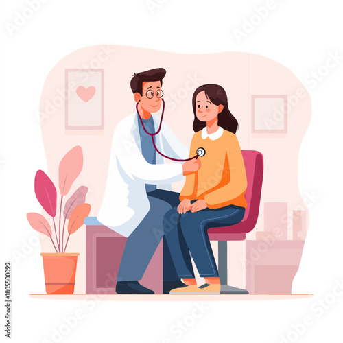 Doctor using a stethoscope to examine a female patient