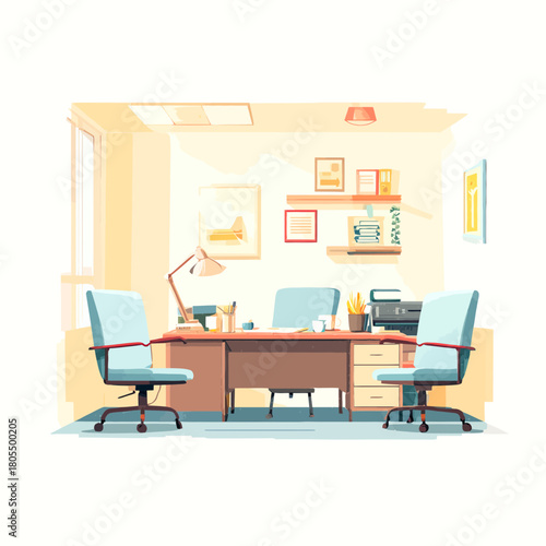 Flat illustration of a doctors consultation room