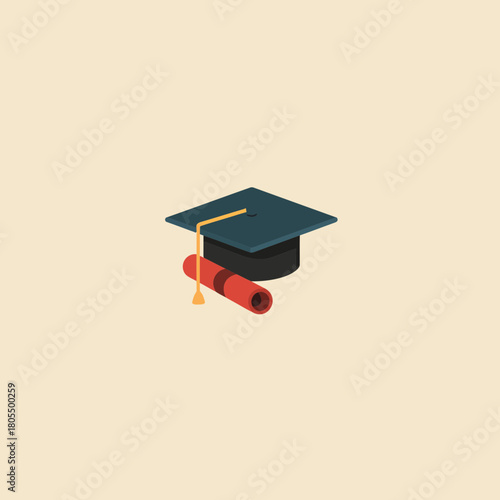 A graduation cap and diploma representing a college degree