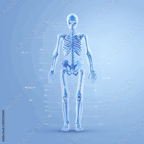 Illustration of a Human Skeleton in Frontal View