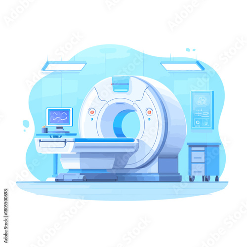 Illustration of an MRI Scanner used in a medical facility