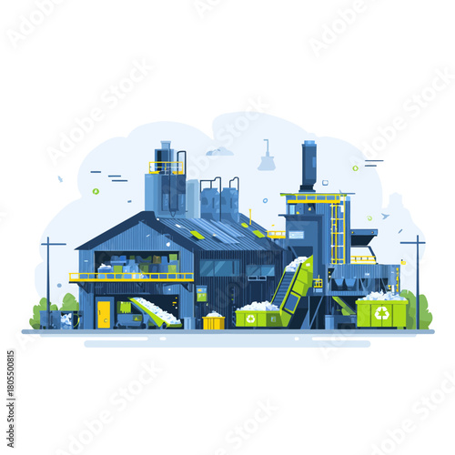 Industrial Waste Management Factory Sorting Waste for Recycling