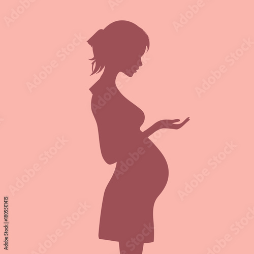 Silhouette of pregnant woman in side profile