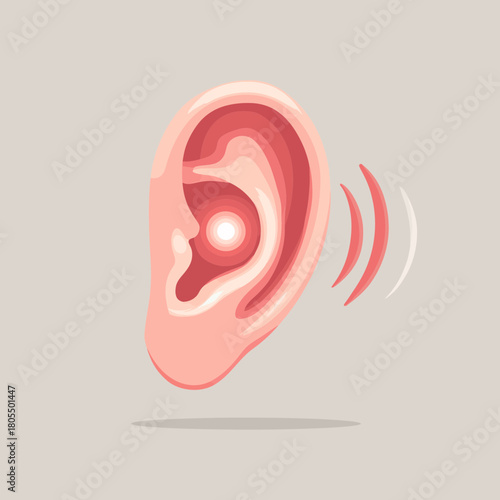 Stylized Illustration of an Ear Interpreting Sound Waves