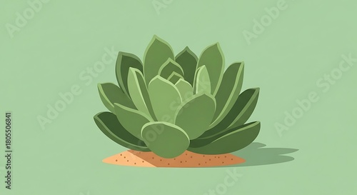 Stylized botanical illustration of a succulent with earthy tones minimal