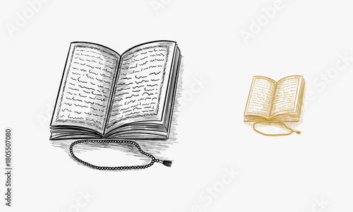 Hand drawn sketch the holy book of the Koran background