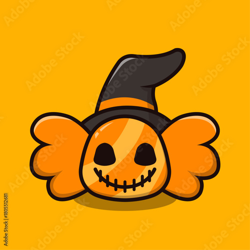 vector cute cartoon halloween candy wearing a witch hat