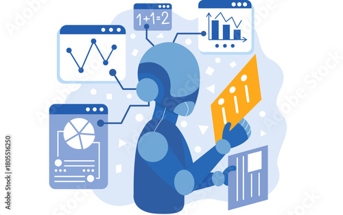 AI Performing Multiple Tasks Illustration