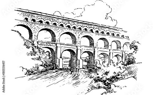 sketch of a broken and vintage wall 