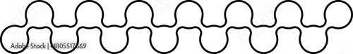 Modular outline of hollow circles arranged in a long horizontal linked chain formation.