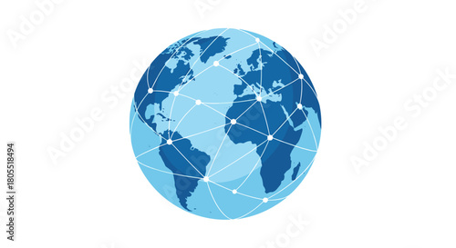 World globe with network connections isolated on for global business