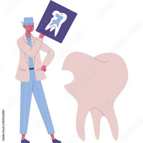 dentist holding x-ray, tooth, medical setting clip art preview