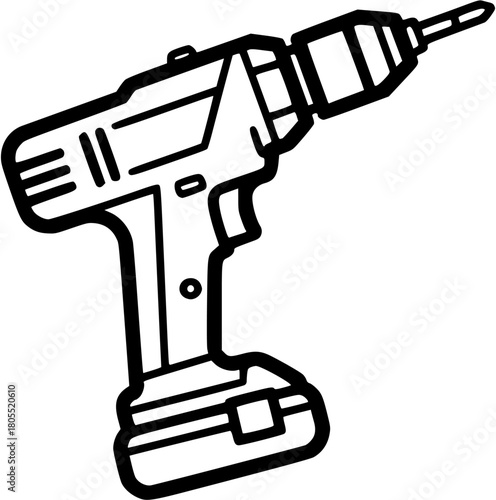 Cordless drill isolated on white background, a power tool for drilling and screwing materials
